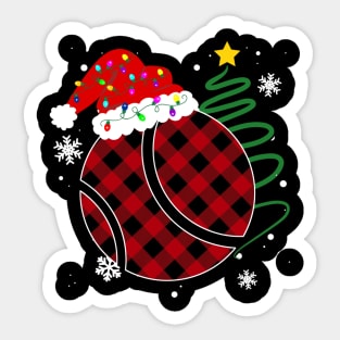 Buffalo Red Plaid Tennis Ball Christmas Sport Xmas Pajama Sticker